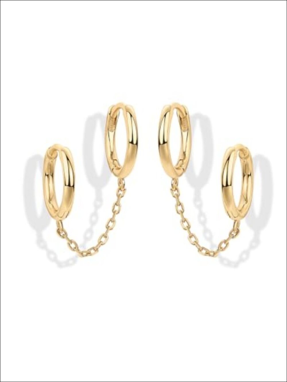 14K Gold Plated Chain Huggie Hoop Earrings Sterling Silver Posts
